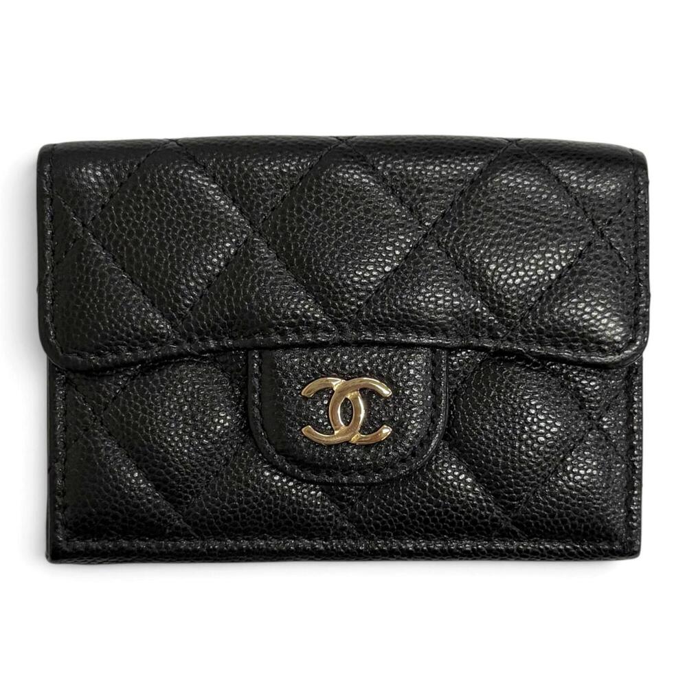CHANEL AP0230 Matelassé Timeless Classic Small Flap Wallet, Caviar Leather, C...
